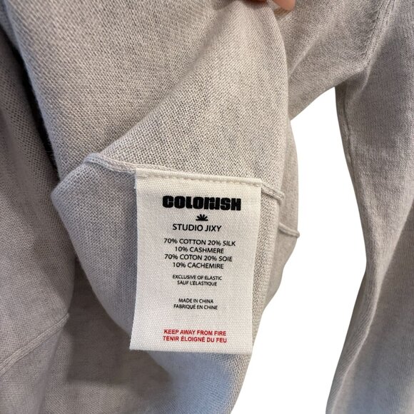 Colorush Size S V-Neck Lightweight Sweater Cotton Silk Cashmere Pebble Gray - Picture 5 of 9